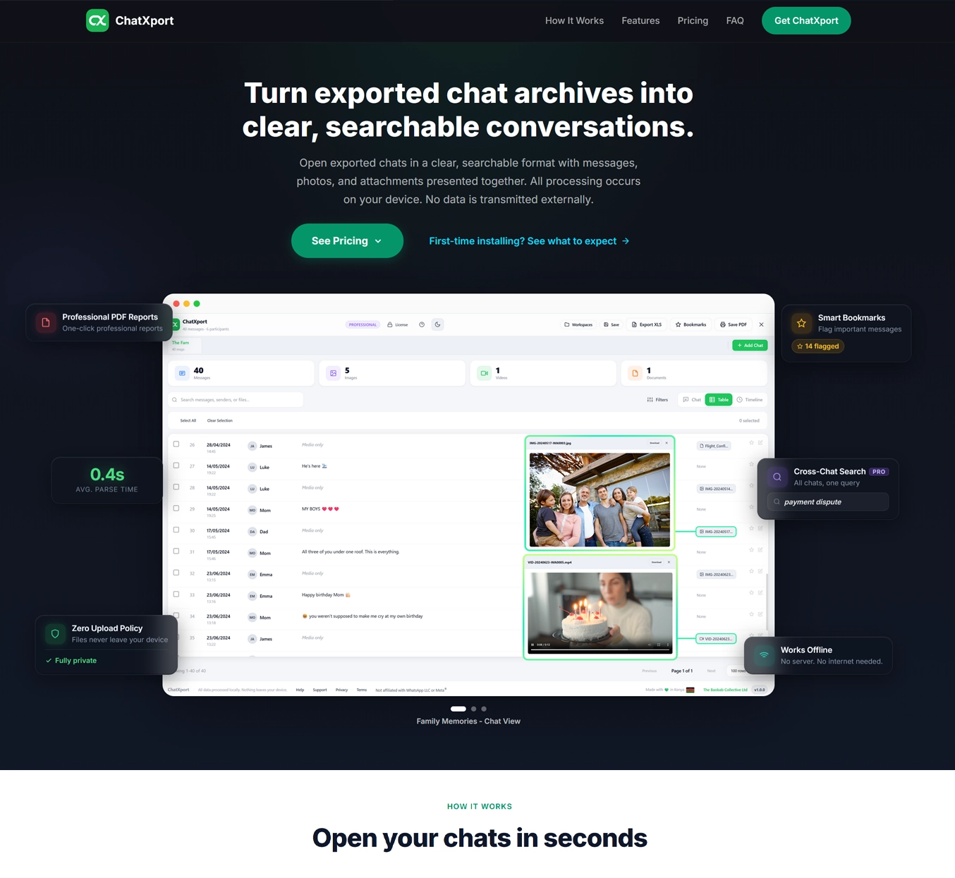 ChatXport app interface