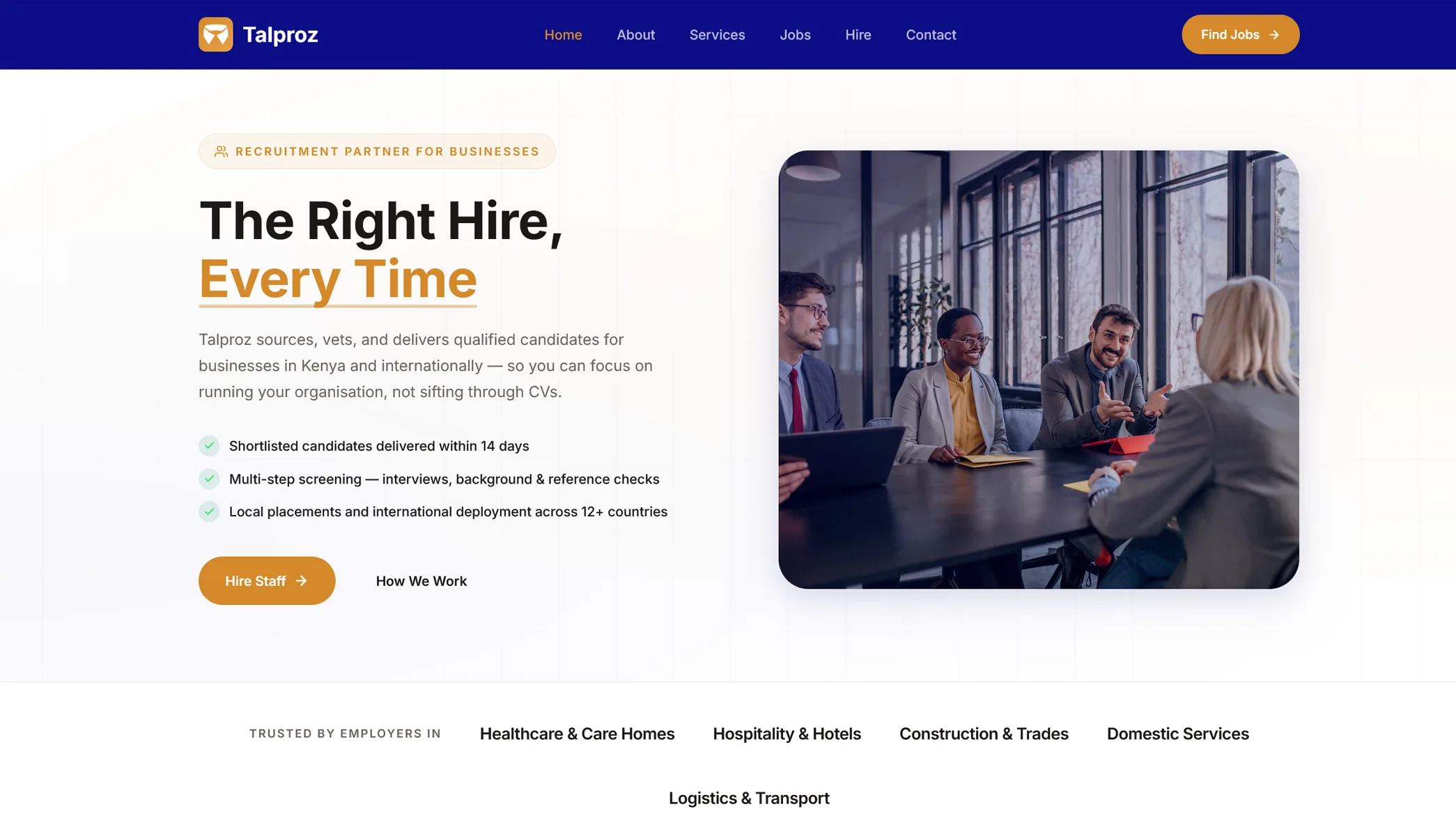Talproz Recruiting Agency website