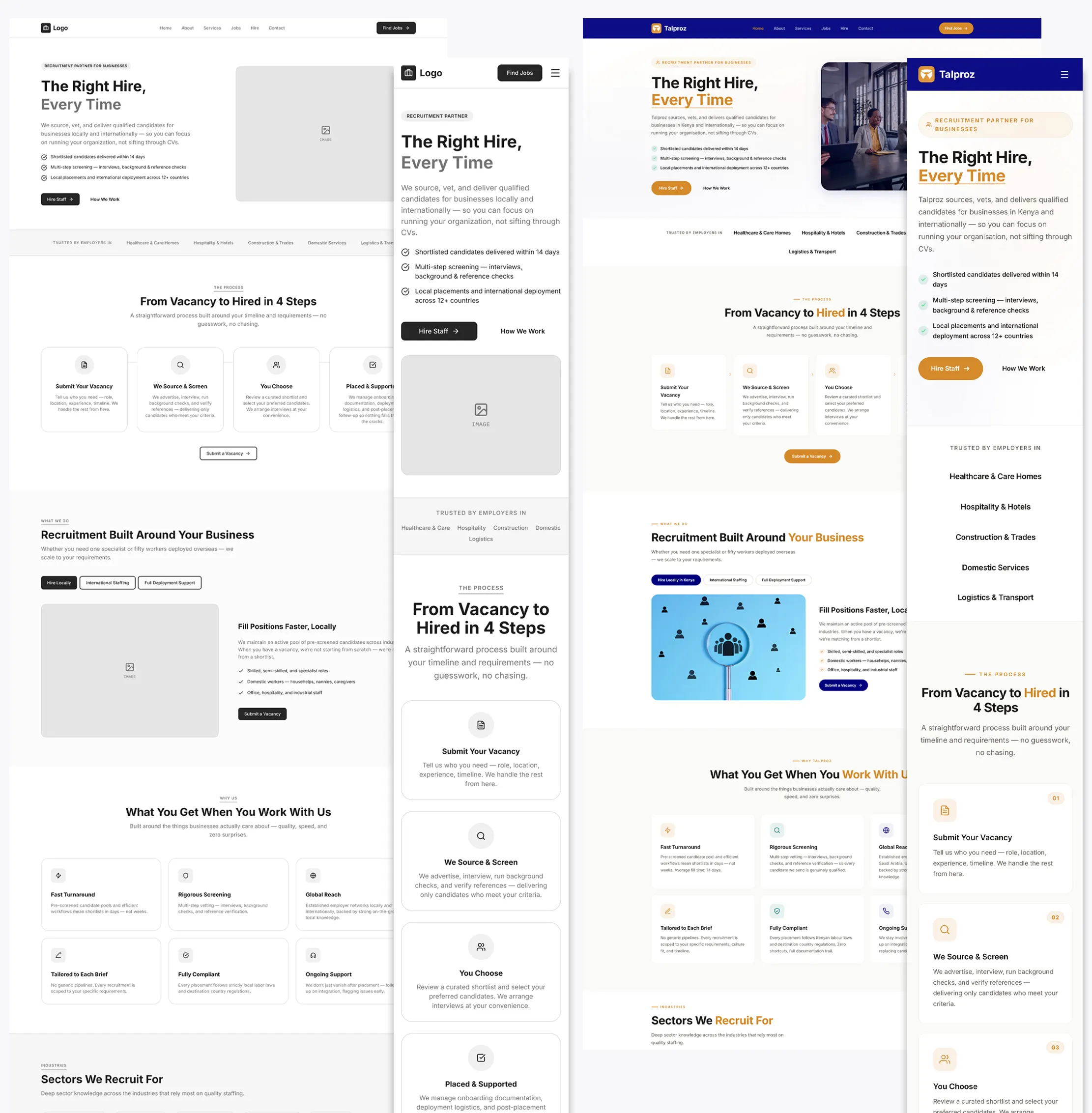 Talproz admin CMS dashboard and public job board